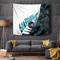 New Zealand Lawn Bowls Custom Tapestry Aotearoa Silver Fern Paua Shell - Polynesian Pride