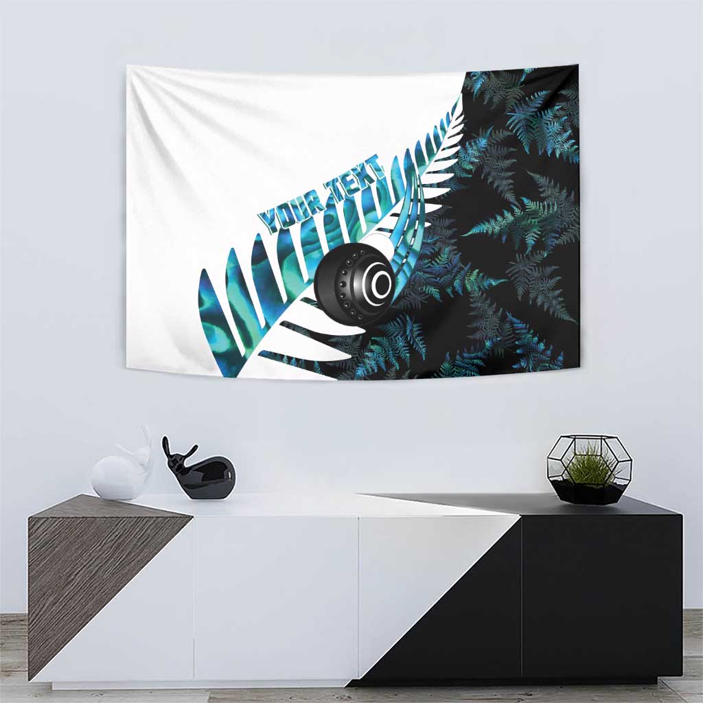 New Zealand Lawn Bowls Custom Tapestry Aotearoa Silver Fern Paua Shell - Polynesian Pride
