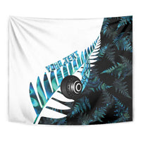 New Zealand Lawn Bowls Custom Tapestry Aotearoa Silver Fern Paua Shell - Polynesian Pride