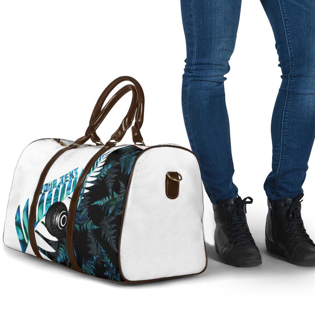 New Zealand Lawn Bowls Custom Travel Bag Aotearoa Silver Fern Paua Shell - Polynesian Pride
