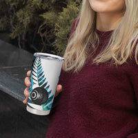 New Zealand Lawn Bowls Custom Tumbler Cup Aotearoa Silver Fern Paua Shell - Polynesian Pride