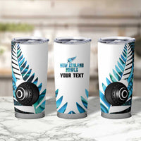 New Zealand Lawn Bowls Custom Tumbler Cup Aotearoa Silver Fern Paua Shell - Polynesian Pride