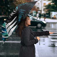 New Zealand Lawn Bowls Custom Umbrella Aotearoa Silver Fern Paua Shell - Polynesian Pride