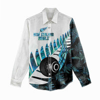 New Zealand Lawn Bowls Custom Women Casual Shirt Aotearoa Silver Fern Paua Shell - Polynesian Pride
