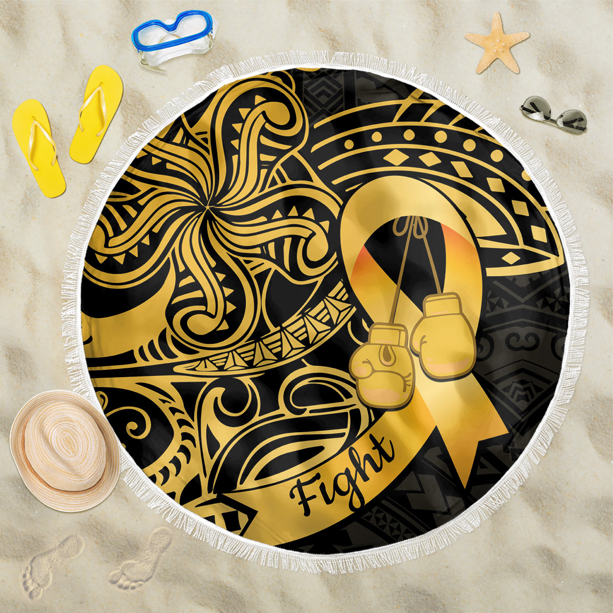 Polynesia Bone Cancer Awareness Beach Blanket Fight Warriors
