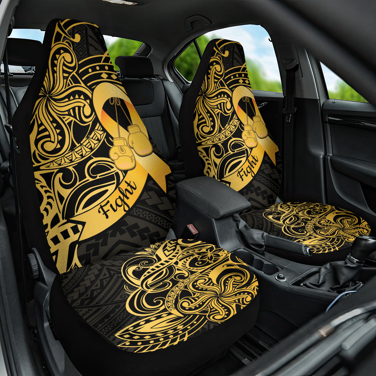 Polynesia Bone Cancer Awareness Car Seat Cover Fight Warriors