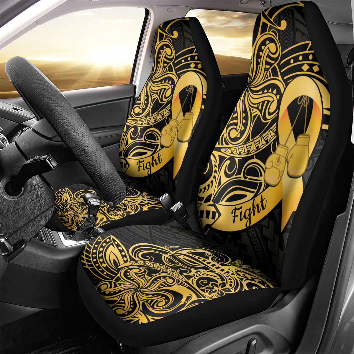 Polynesia Bone Cancer Awareness Car Seat Cover Fight Warriors