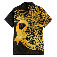 Polynesia Bone Cancer Awareness Family Matching Off Shoulder Maxi Dress and Hawaiian Shirt Fight Warriors