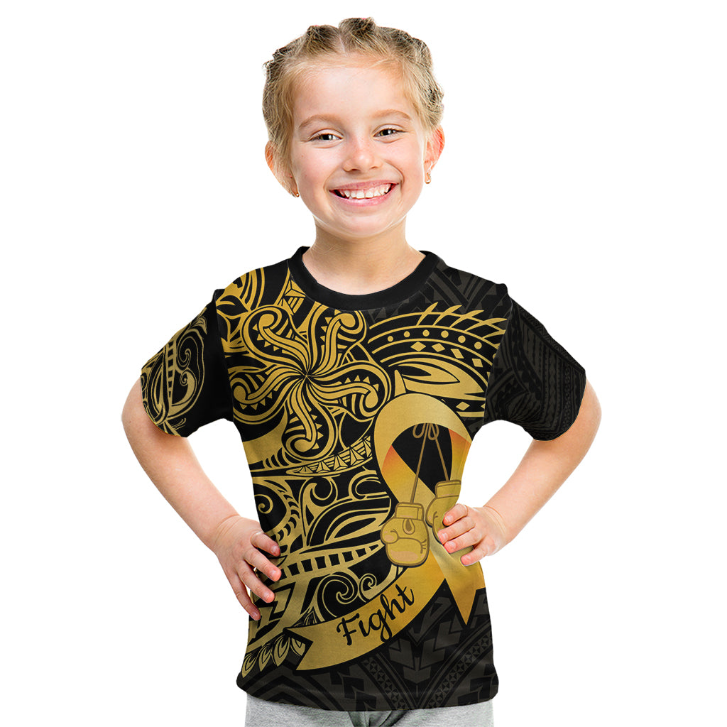 Polynesia Bone Cancer Awareness Kid T Shirt Fight Warriors LT14 Black - Polynesian Pride