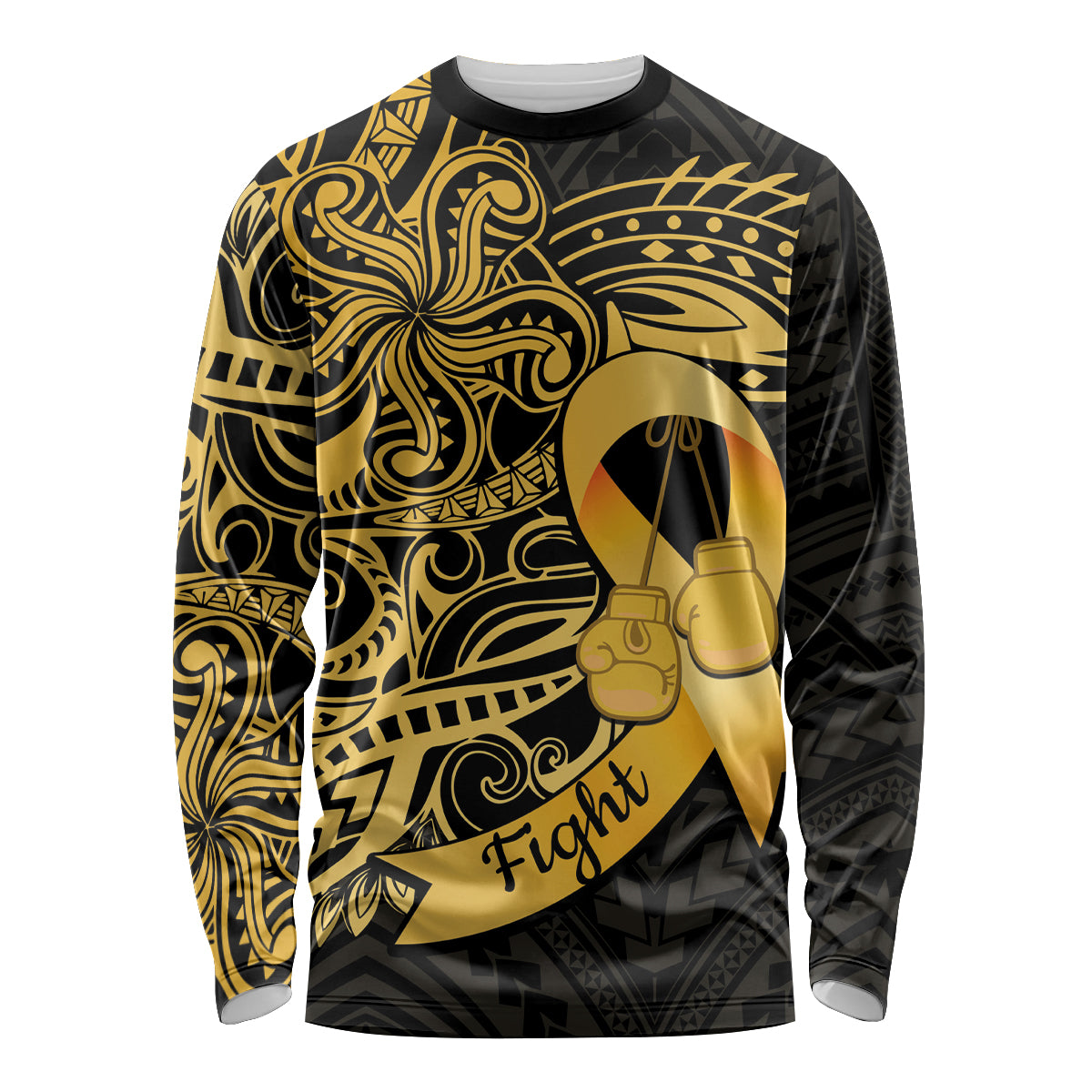 Polynesia Bone Cancer Awareness Long Sleeve Shirt Fight Warriors LT14 Unisex Black - Polynesian Pride