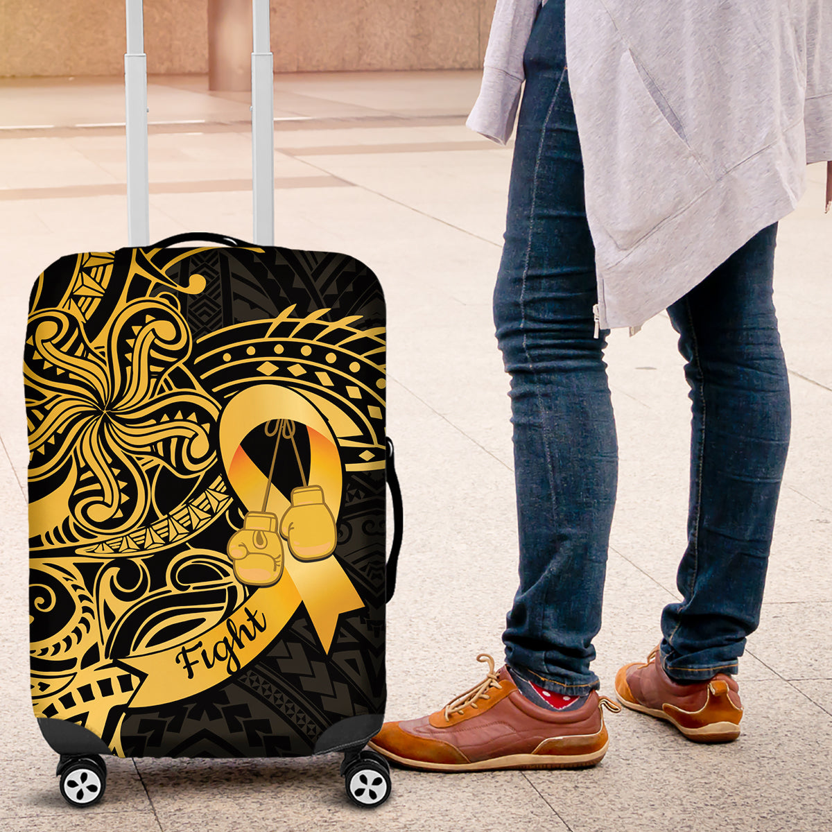 Polynesia Bone Cancer Awareness Luggage Cover Fight Warriors