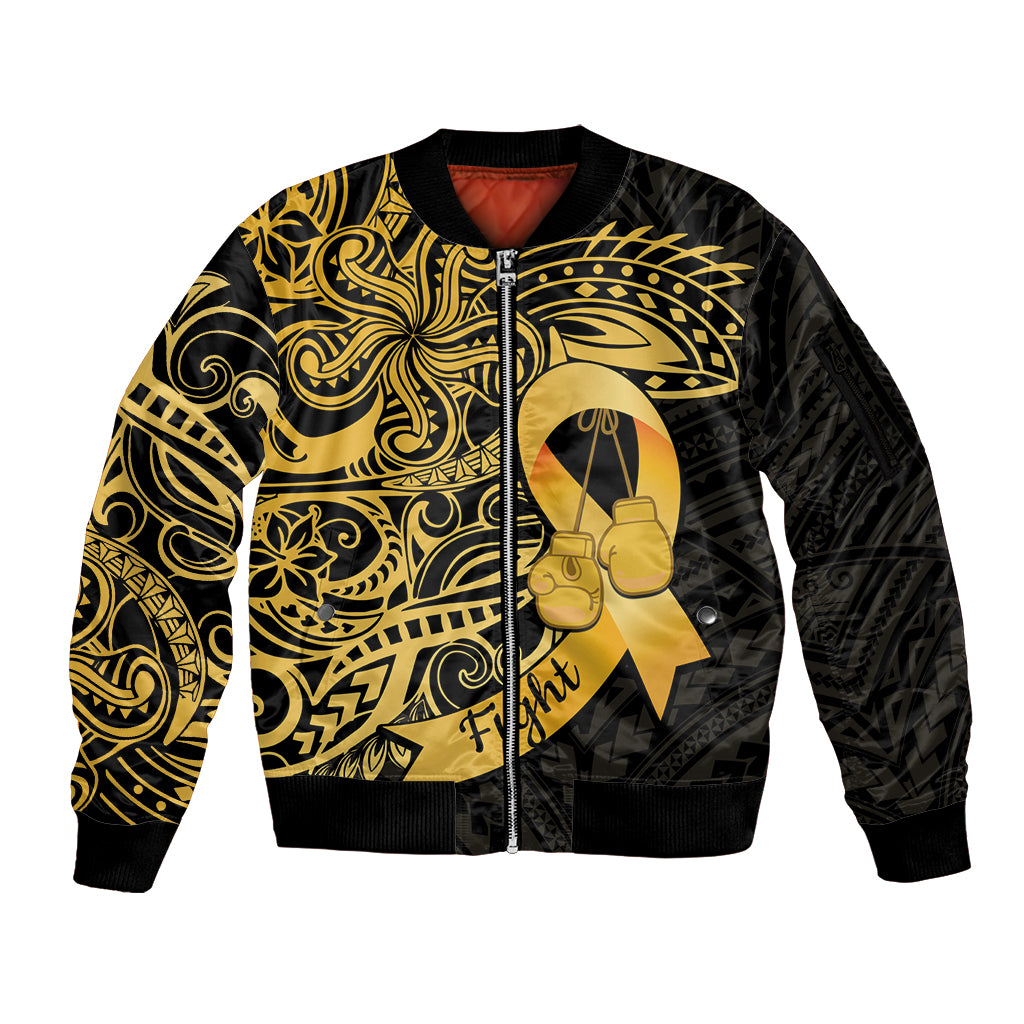 Polynesia Bone Cancer Awareness Sleeve Zip Bomber Jacket Fight Warriors