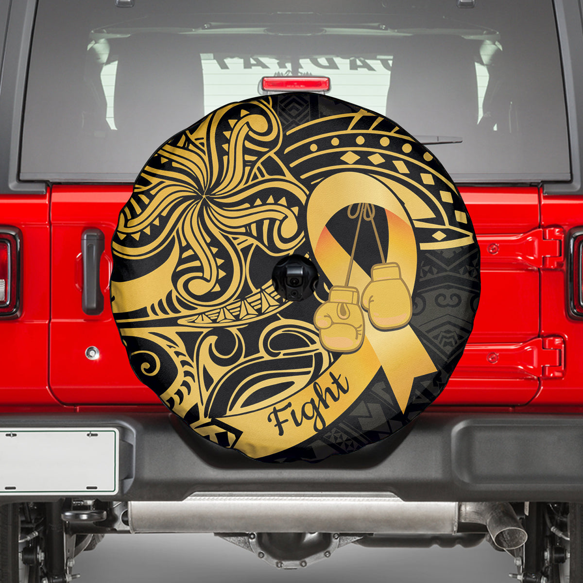 Polynesia Bone Cancer Awareness Spare Tire Cover Fight Warriors
