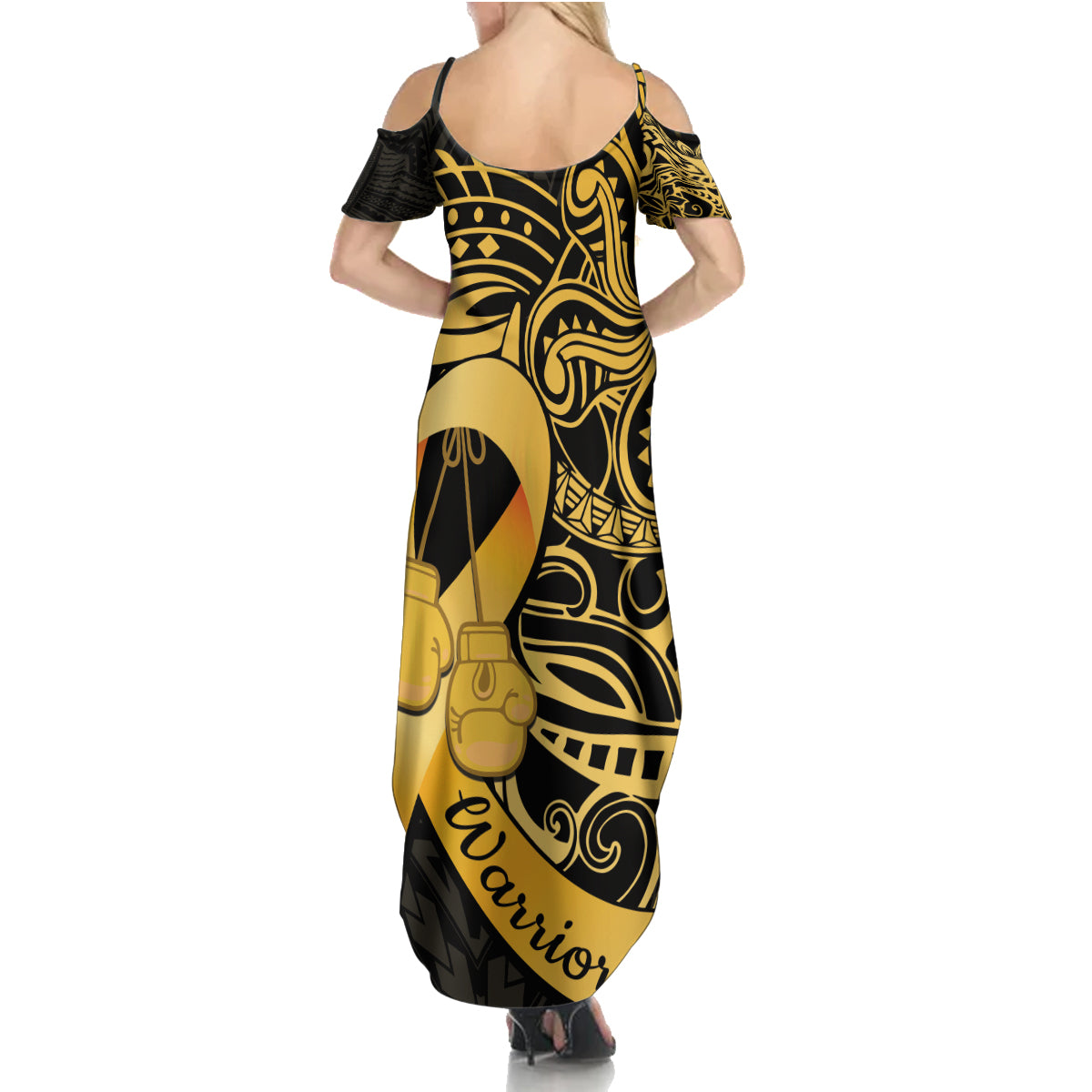 Polynesia Bone Cancer Awareness Summer Maxi Dress Fight Warriors