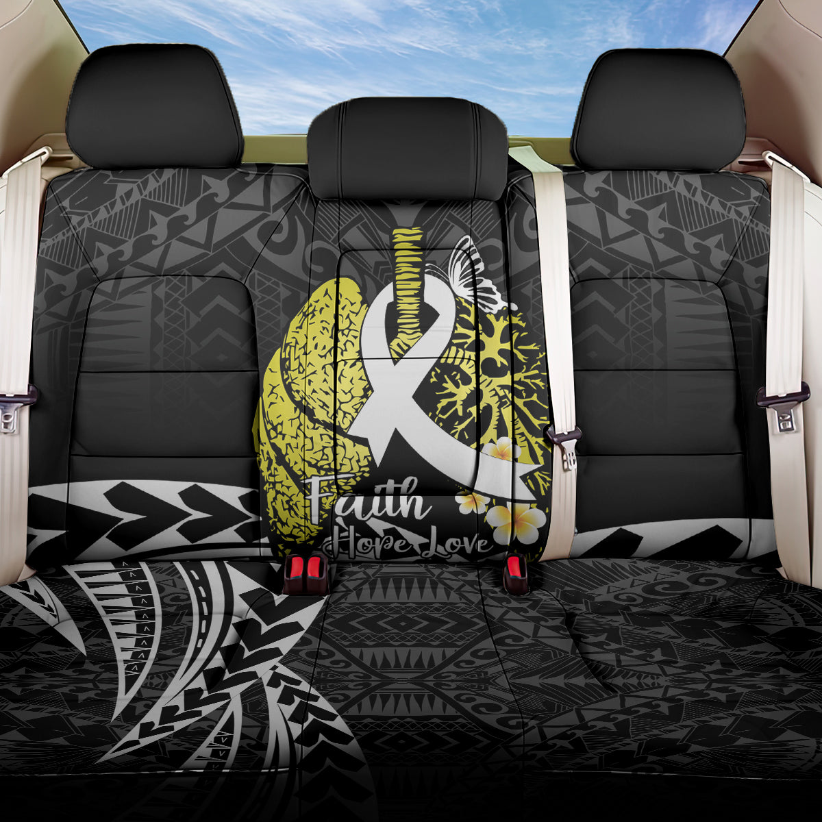 Polynesia World Lung Cancer Day Back Car Seat Cover Faith Hope Love