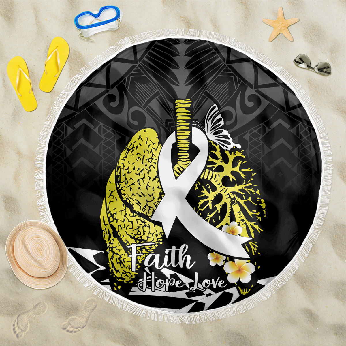 Polynesia World Lung Cancer Day Beach Blanket Faith Hope Love