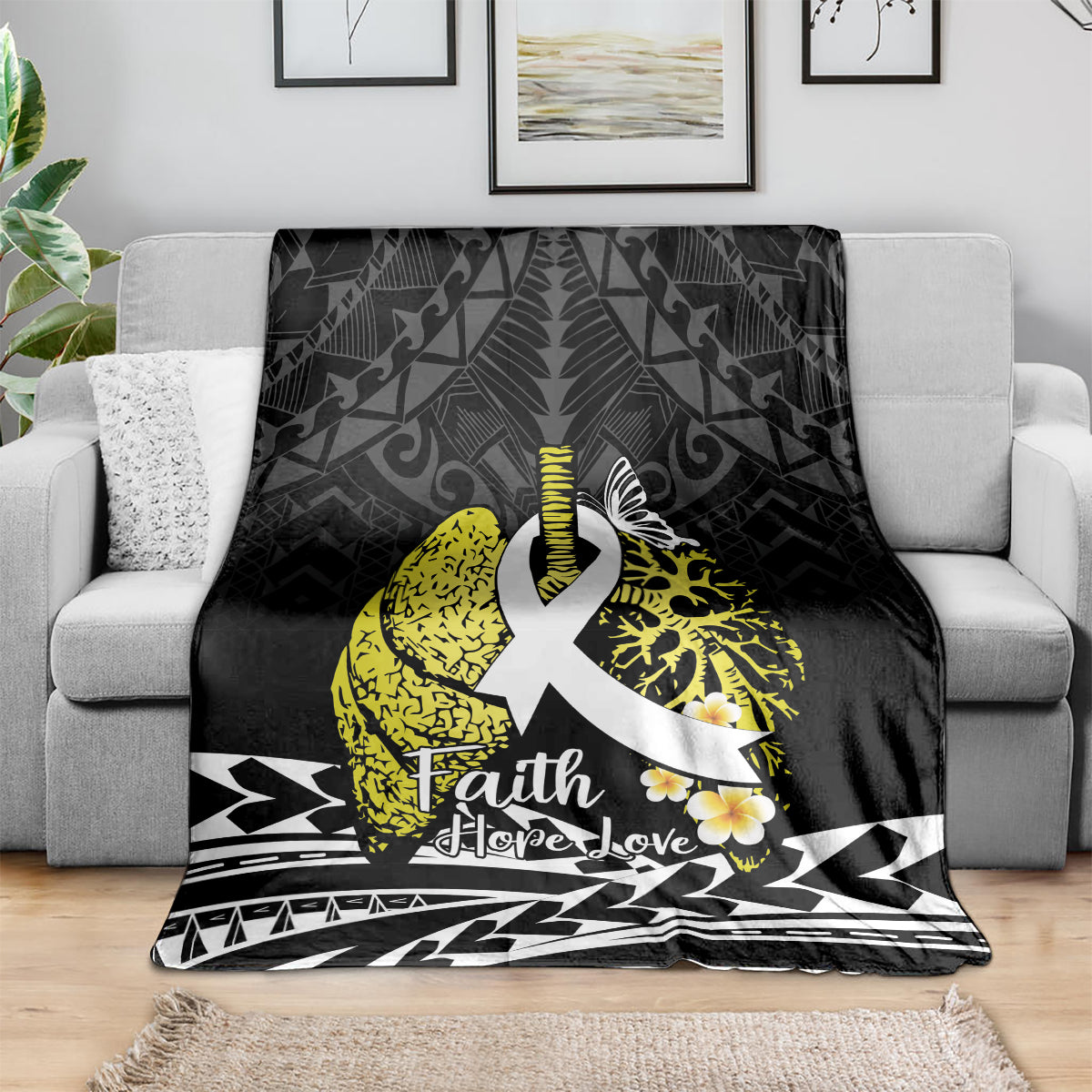 Polynesia World Lung Cancer Day Blanket Faith Hope Love