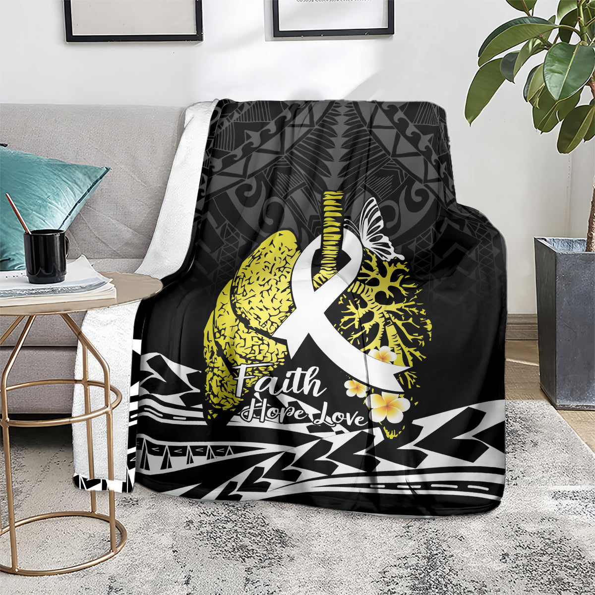 Polynesia World Lung Cancer Day Blanket Faith Hope Love