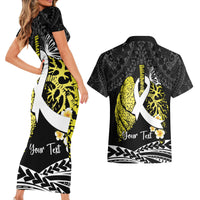 Personalised Polynesia World Lung Cancer Day Couples Matching Short Sleeve Bodycon Dress and Hawaiian Shirt Faith Hope Love