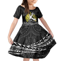 Personalised Polynesia World Lung Cancer Day Family Matching Long Sleeve Bodycon Dress and Hawaiian Shirt Faith Hope Love LT14 Daughter's Dress Black - Polynesian Pride