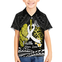 Personalised Polynesia World Lung Cancer Day Family Matching Long Sleeve Bodycon Dress and Hawaiian Shirt Faith Hope Love LT14 Son's Shirt Black - Polynesian Pride