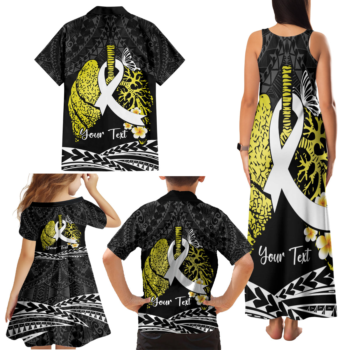 Personalised Polynesia World Lung Cancer Day Family Matching Tank Maxi Dress and Hawaiian Shirt Faith Hope Love