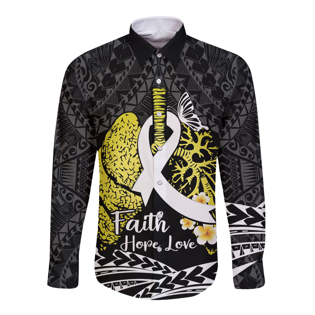 Personalised Polynesia World Lung Cancer Day Long Sleeve Button Shirt Faith Hope Love