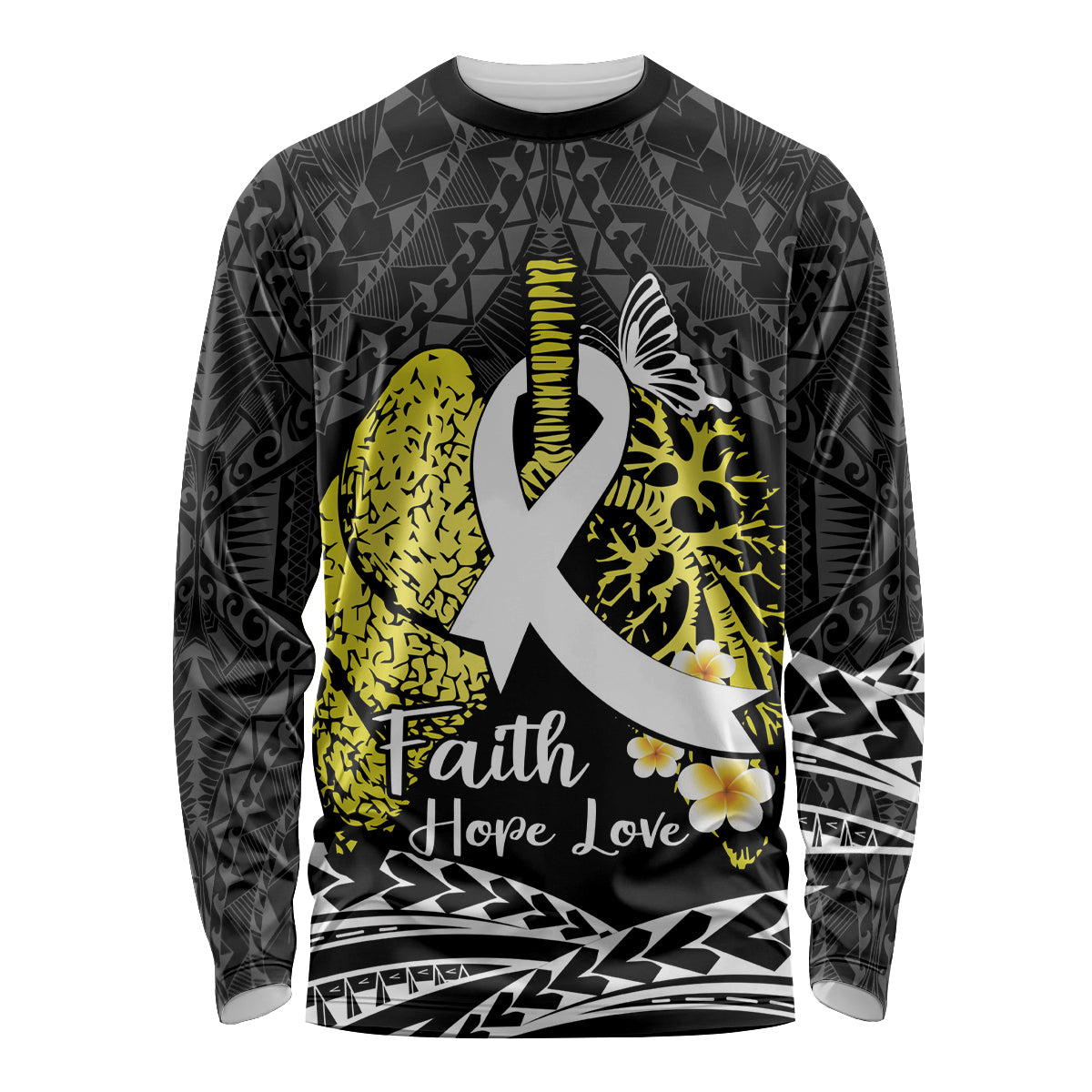 Personalised Polynesia World Lung Cancer Day Long Sleeve Shirt Faith Hope Love