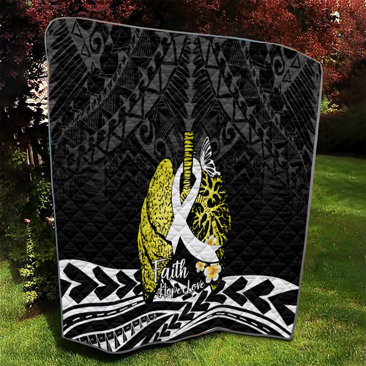 Polynesia World Lung Cancer Day Quilt Faith Hope Love