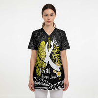 Personalised Polynesia World Lung Cancer Day Scrub Top Faith Hope Love - Polynesian Pride
