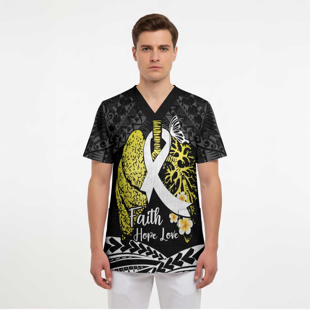 Personalised Polynesia World Lung Cancer Day Scrub Top Faith Hope Love - Polynesian Pride