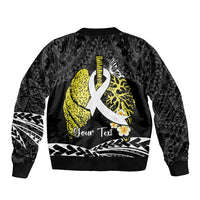 Personalised Polynesia World Lung Cancer Day Sleeve Zip Bomber Jacket Faith Hope Love