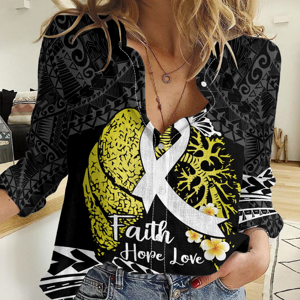 Personalised Polynesia World Lung Cancer Day Women Casual Shirt Faith Hope Love