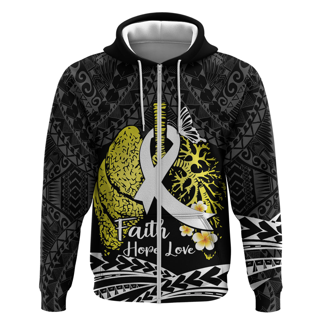Personalised Polynesia World Lung Cancer Day Zip Hoodie Faith Hope Love