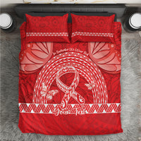 Personalised In September We Wear Red Bedding Set Polynesia Blood Cancer Awareness