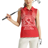 Personalised In September We Wear Red Women Sleeveless Polo Shirt Polynesia Blood Cancer Awareness