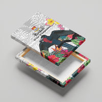Kiribati Independence Day Canvas Wall Art Frigatebird Mix Tropical Flowers - White Style