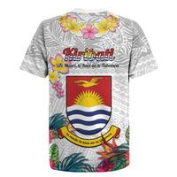 Kiribati Independence Day Rugby Jersey Frigatebird Mix Tropical Flowers - White Style
