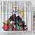 Kiribati Independence Day Shower Curtain Frigatebird Mix Tropical Flowers - White Style
