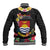 Kiribati Independence Day Baseball Jacket Frigatebird Mix Tropical Flowers - Black Style