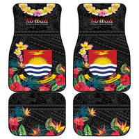 Kiribati Independence Day Car Mats Frigatebird Mix Tropical Flowers - Black Style