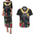 Kiribati Independence Day Couples Matching Puletasi and Hawaiian Shirt Frigatebird Mix Tropical Flowers - Black Style