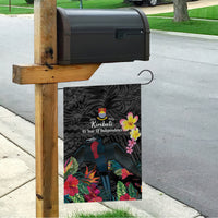 Kiribati Independence Day Garden Flag Frigatebird Mix Tropical Flowers - Black Style