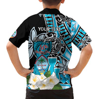 Personalised Guam Liberation Day Family Matching Long Sleeve Bodycon Dress and Hawaiian Shirt 80th Anniversary Chamorro Latte Stone With Guasali Flowers LT14 - Polynesian Pride