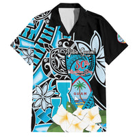 Personalised Guam Liberation Day Family Matching Long Sleeve Bodycon Dress and Hawaiian Shirt 80th Anniversary Chamorro Latte Stone With Guasali Flowers LT14 Dad's Shirt - Short Sleeve Blue - Polynesian Pride