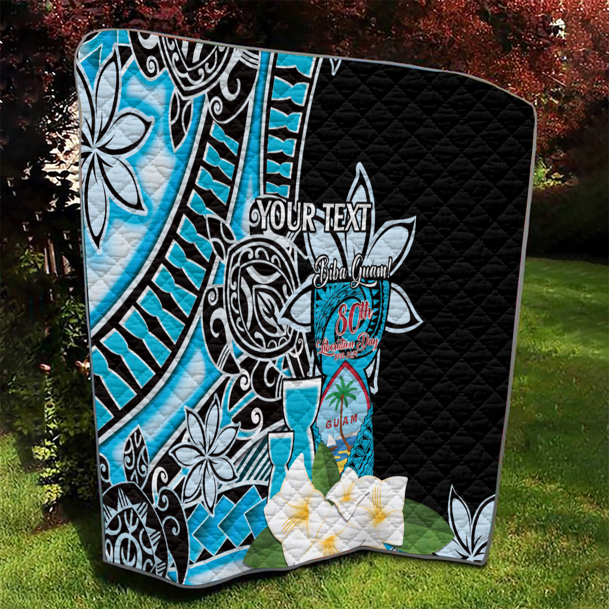 Personalised Guam Liberation Day Quilt Chamorro Latte Stone With Guasali Flowers