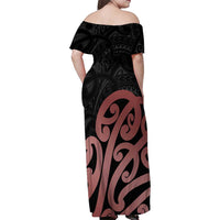 New Zealand Mangopare Tamanako Family Matching Off Shoulder Maxi Dress and Hawaiian Shirt Aotearoa Maori