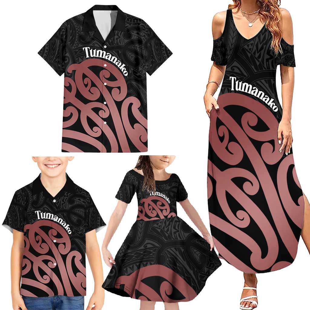 New Zealand Mangopare Tamanako Family Matching Summer Maxi Dress and Hawaiian Shirt Aotearoa Maori
