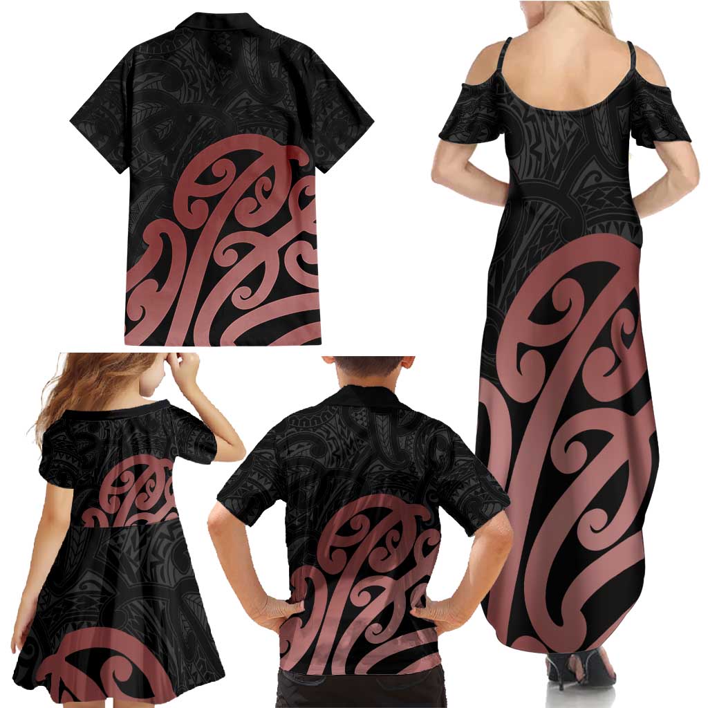 New Zealand Mangopare Tamanako Family Matching Summer Maxi Dress and Hawaiian Shirt Aotearoa Maori