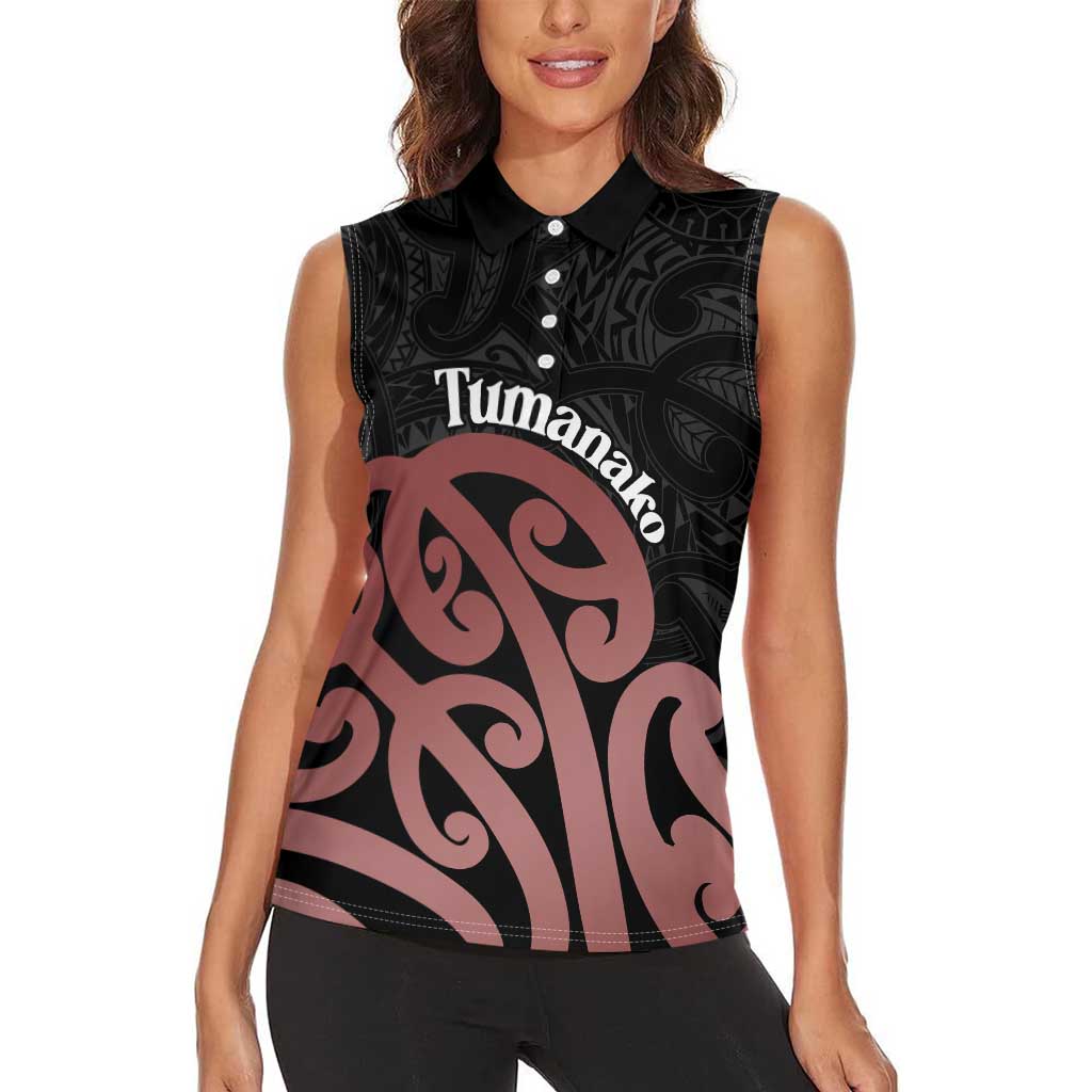 New Zealand Mangopare Tamanako Women Sleeveless Polo Shirt Aotearoa Maori
